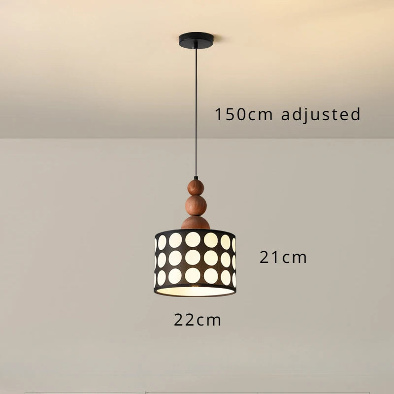 lustre rétro à pois en noyer pour décoration intérieure - vue 8 sur 8