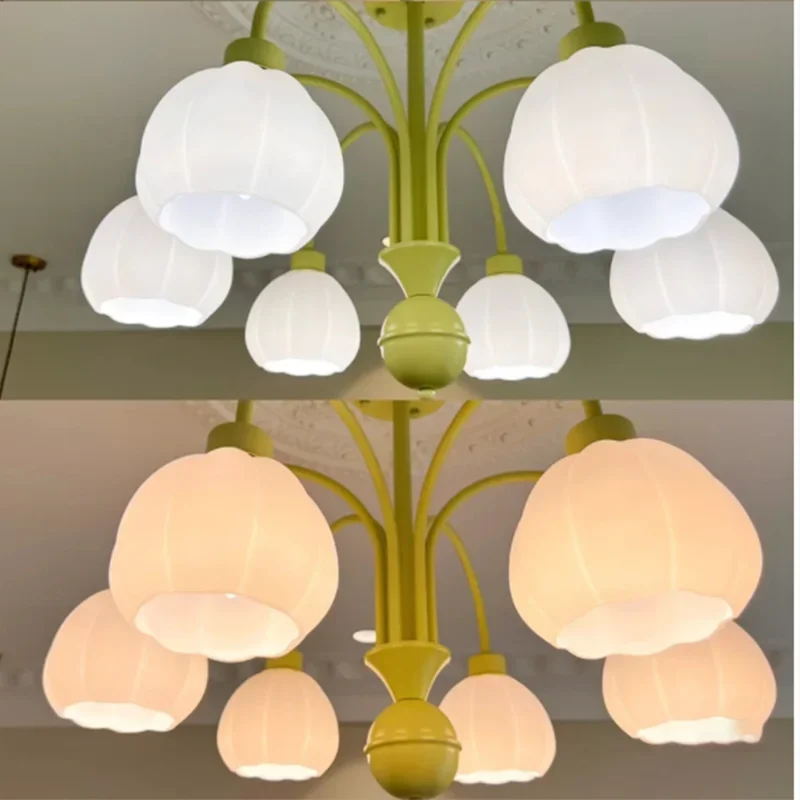 lustre abat-jour citrouille moderne 2023 en verre pour décoration maison - vue 6 sur 9