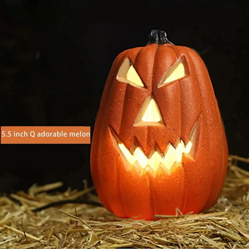 Halloween LED Pumpkin Lantern, LED Light Lamp Lantern Home Props Bar, Halloween Decor LED Lantern Scene Layout Home Decoration - vue 3 sur 6