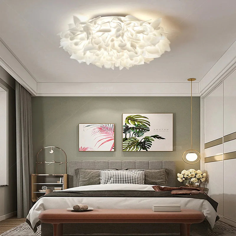plafonnier led fleur romantique dimmable avec télécommande pvc - vue 5 sur 12