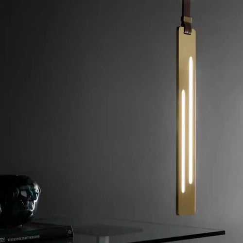 lustre led en métal et cuir pour bar et bureau - vue 2 sur 9