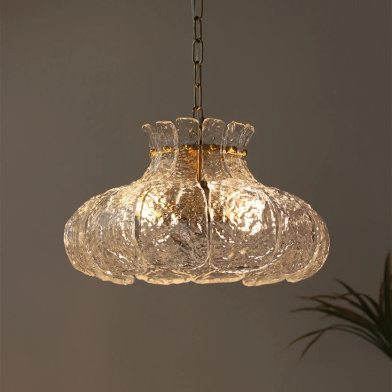 lustre rétro nordique tout cuivre verre design vintage luxe - vue 6 sur 7