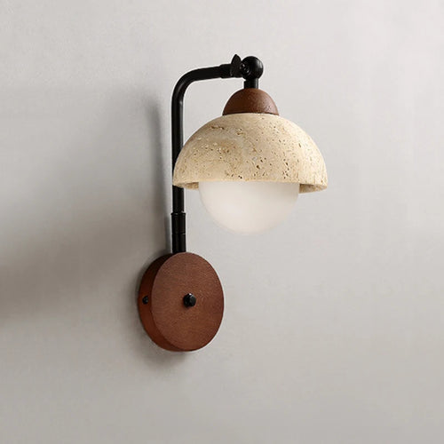 Applique murale LED en travertin jaune chaud japonais - vue 4 sur 6