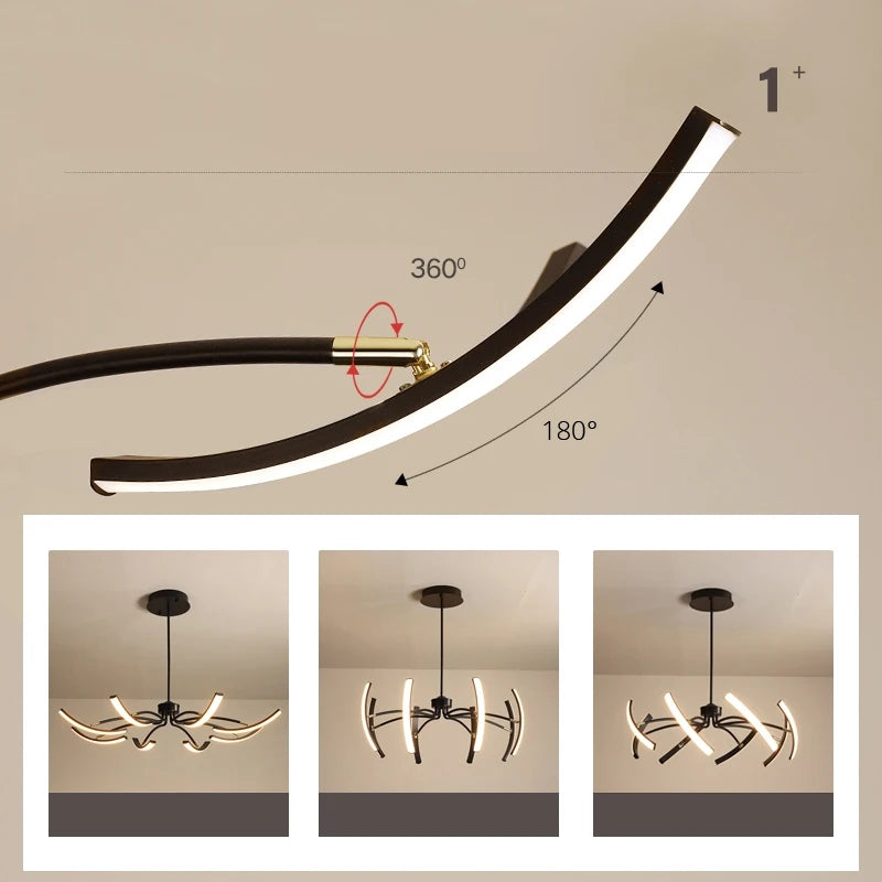 lustre led moderne éclairage intérieur lampes luminaires - vue 10 sur 18
