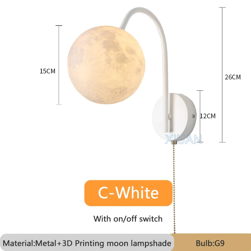 applique murale nordique en bois avec cordon interrupteur design coton - vue 11 sur 14