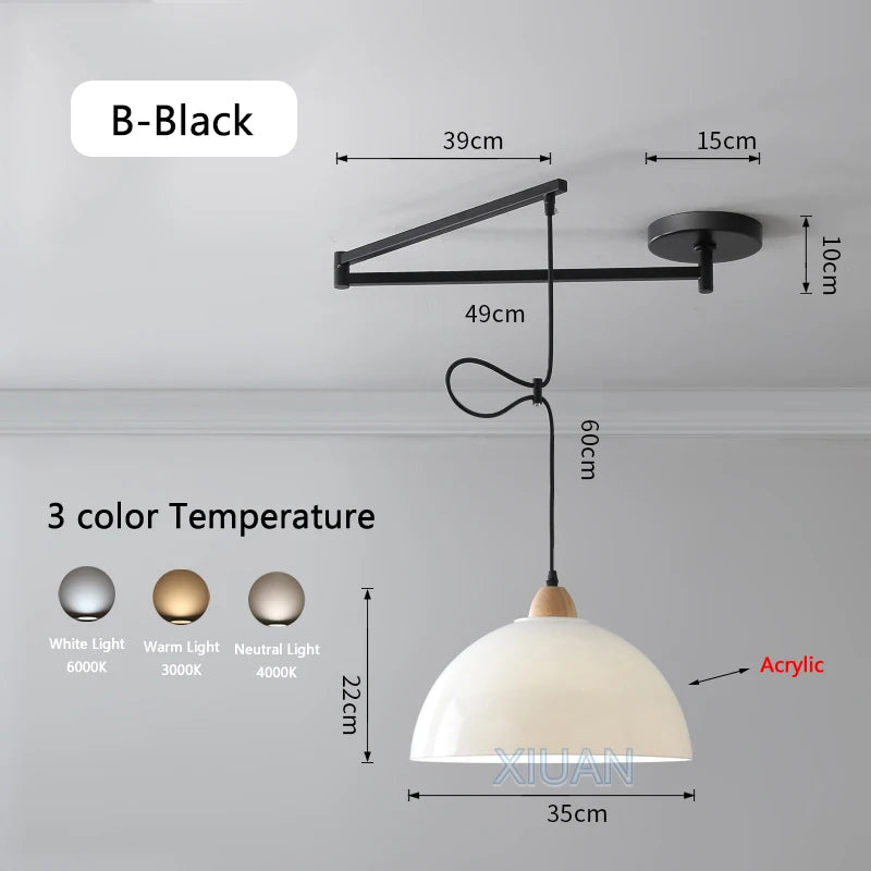 suspension moderne à bras oscillant led mobile - vue 29 sur 30