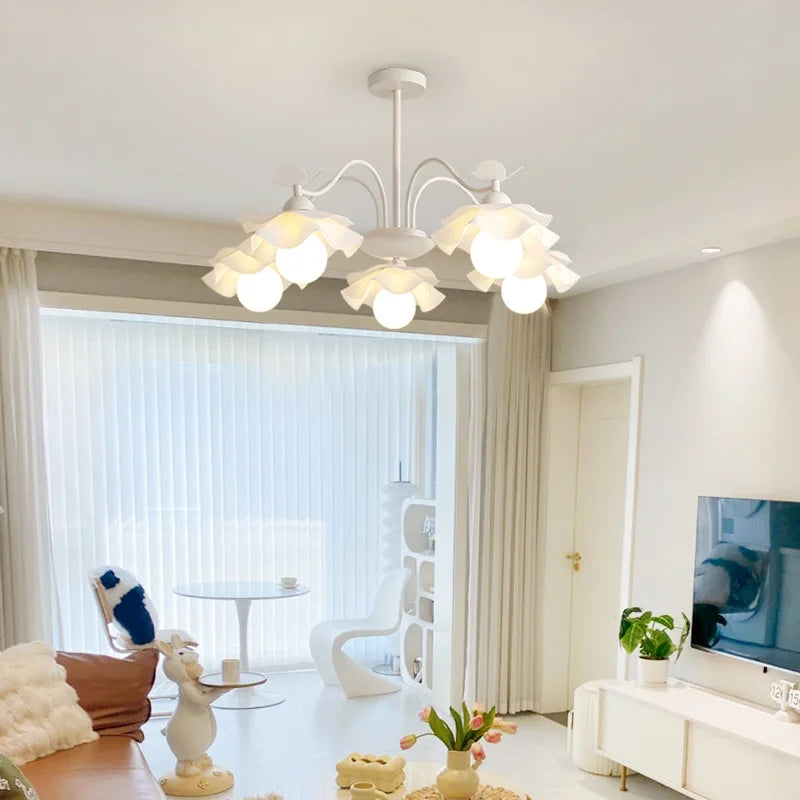 lustre nordique à fleurs style crémeux pour diverses pièces - vue 4 sur 7