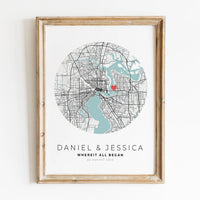 carte de ville personnalisée cadeau de saint-valentin pour lui
