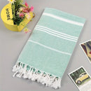 Serviette de plage turque rayée pompons séchage rapide