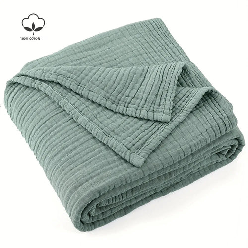 plaid mousseline coton leger boheme canape lit - vue 3 sur 7