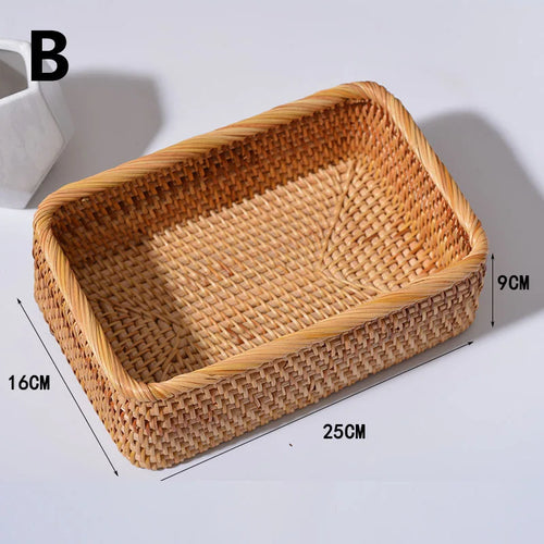 paniers rectangulaires en rotin tissés à la main pour rangement et décoration - vue 9 sur 8