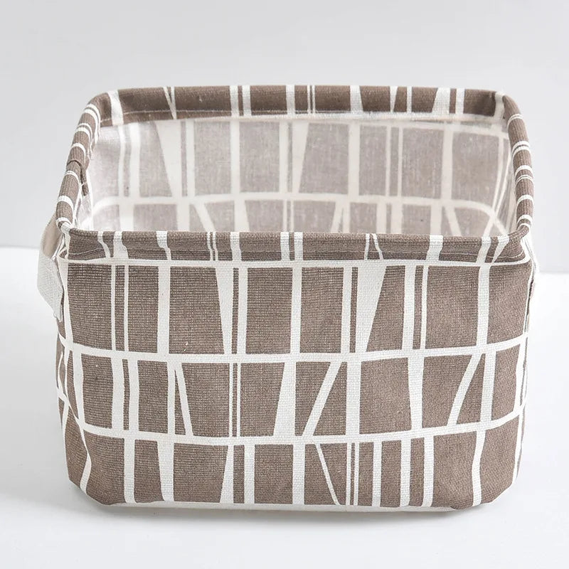panier de rangement pliable en toile avec poignée coton et lin - vue 19 sur 22
