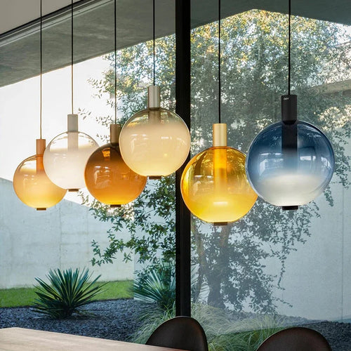 Italy Stained Glass Ball Pendant Lights for Living Room Decoration Kitchen Led Hanging Lamp Bedroom Bar Suspension Luminaire - vue 2 sur 10