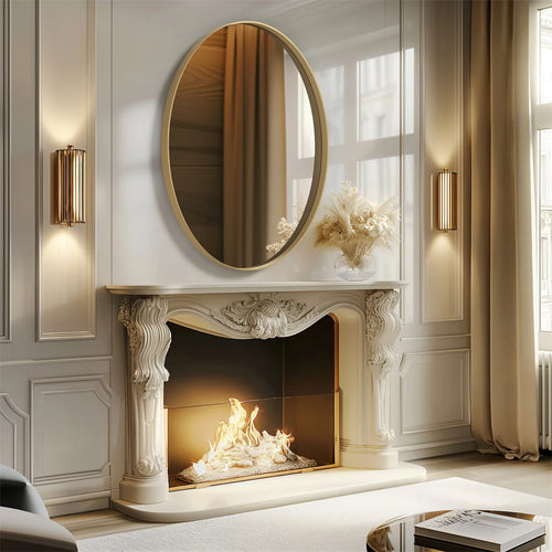miroir doré brossé avec cadre en métal décoratif - vue 6 sur 6