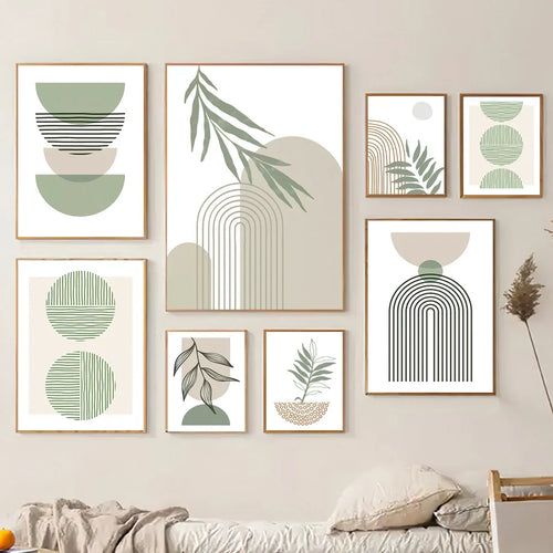 décoration murale abstraite boho avec feuilles géométriques modernes - vue 2 sur 7