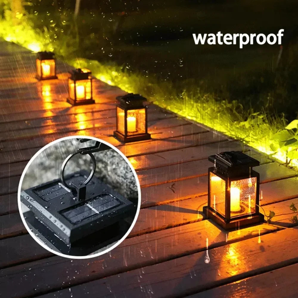 lampe solaire led étanche lanterne rétro pour jardin et cour - vue 6 sur 11