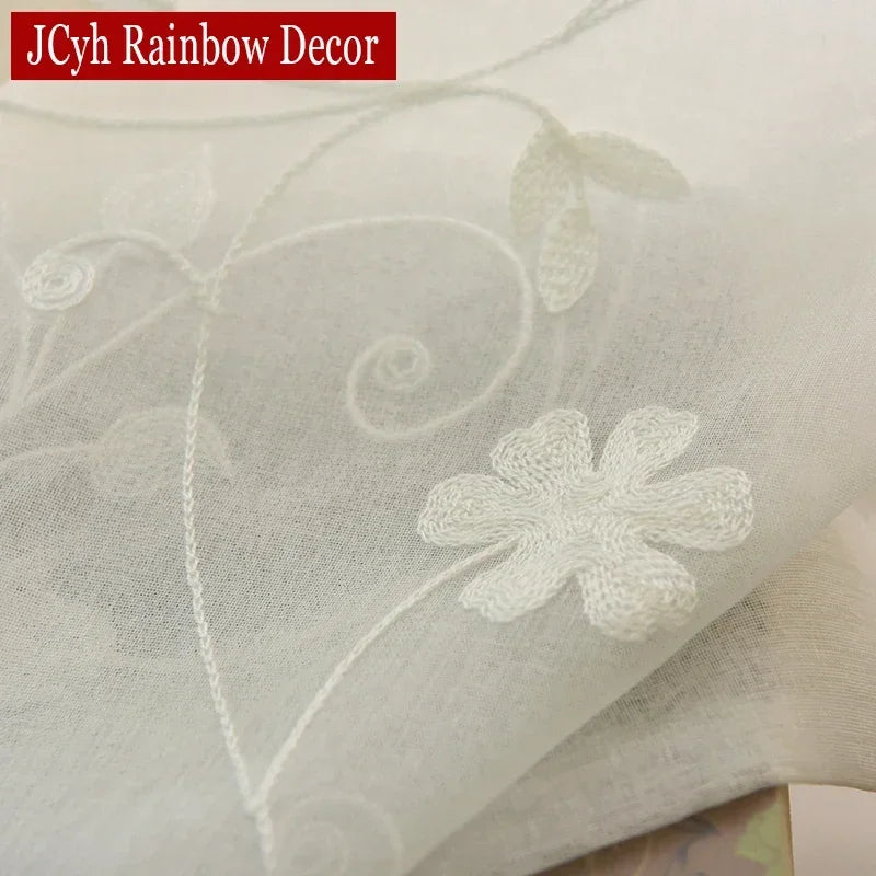 Voilage brodé floral style coréen pour salon chambre - vue 5 sur 7