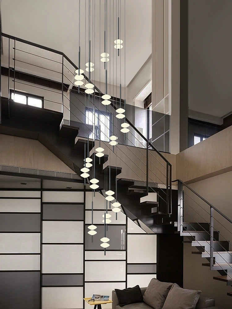 Nordic Staircase Long Chandelier Villa Duplex Chandelier Modern Light Luxury Conical Acrylic Design, 2023 New Pendant Light - vue 5 sur 12