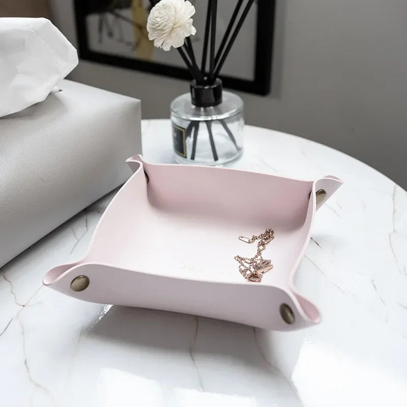 Vide-poche organisateur pliable en cuir pour bureau bijoux et cosmétiques - vue 5 sur 19