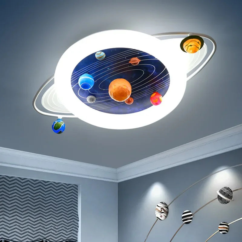 plafonnier sandyha pour enfants avec astronautes et planètes led - vue 3 sur 11