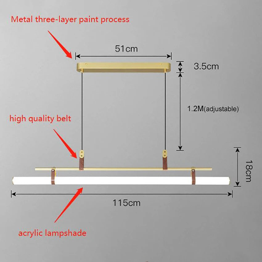suspension led longue bande style tube design moderne sandyha - vue 6 sur 10