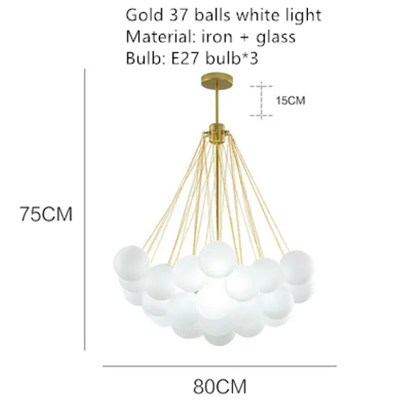 lustre moderne en métal avec boule en verre et bulles décoratives - vue 11 sur 14