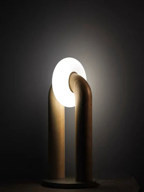 lampe de chevet rétro japonaise en bois design artistique tactile et variable - vue 4 sur 9