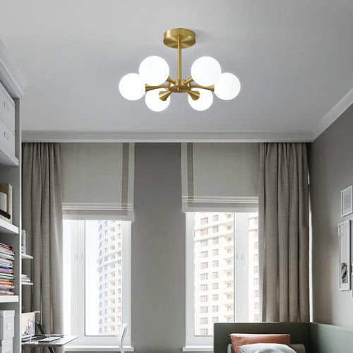 lustre nordique en verre blanc pour éclairage intérieur - vue 4 sur 23