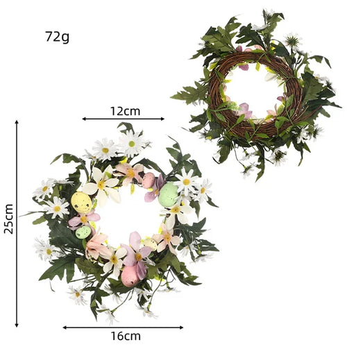 couronne décorative de Pâques avec lapin et œufs suspendus - vue 11 sur 12