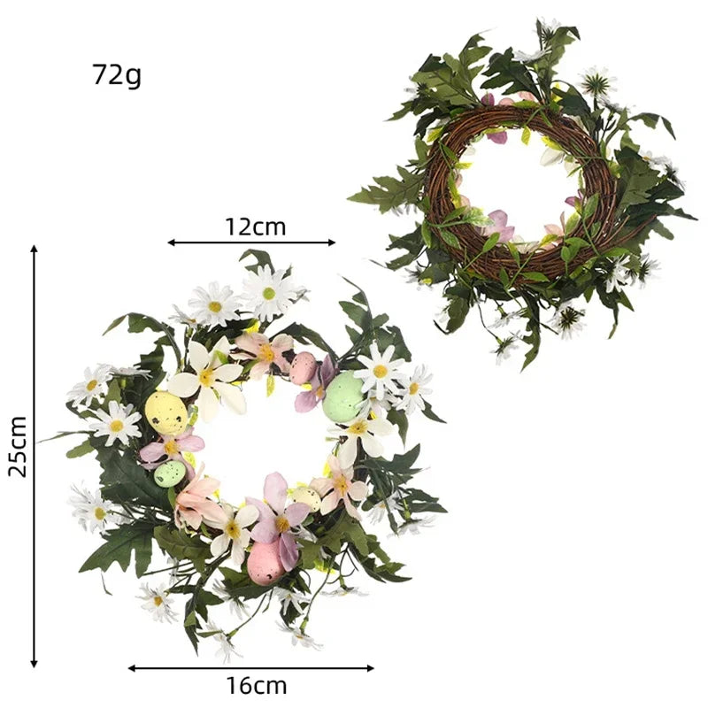 couronne décorative de Pâques avec lapin et œufs suspendus - vue 11 sur 12