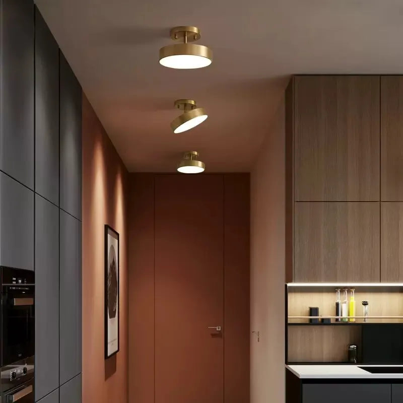plafonnier cuivre led simple rond vestiaire - vue 5 sur 12