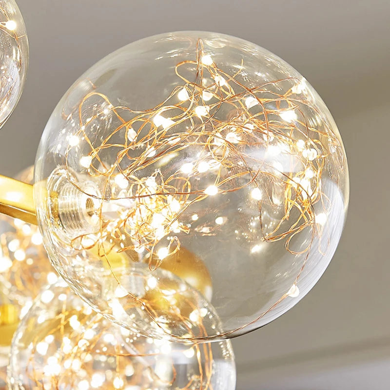 lustre led ciel étoilé nordique boule de verre à intensité variable - vue 5 sur 14