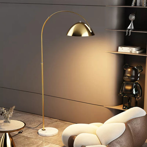 Lampadaire arc en métal chromé moderne minimaliste - vue 3 sur 8
