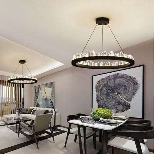 Plafonnier LED en cristal noir et blanc au design moderne - vue 5 sur 20