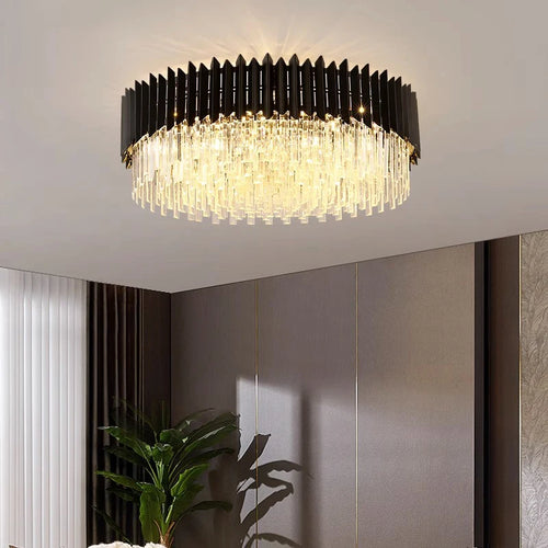 plafonnier led ovales en cristal à intensité variable en or noir - vue 4 sur 14