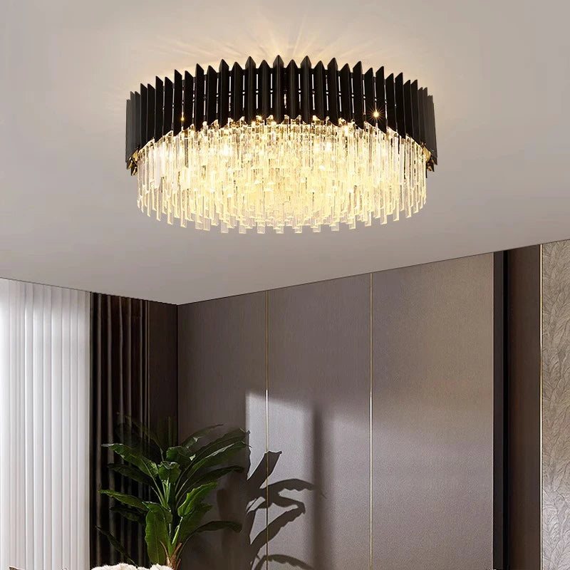 plafonnier led ovales en cristal à intensité variable en or noir - vue 3 sur 14