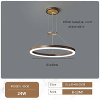 lustre moderne en bois massif avec lumières led