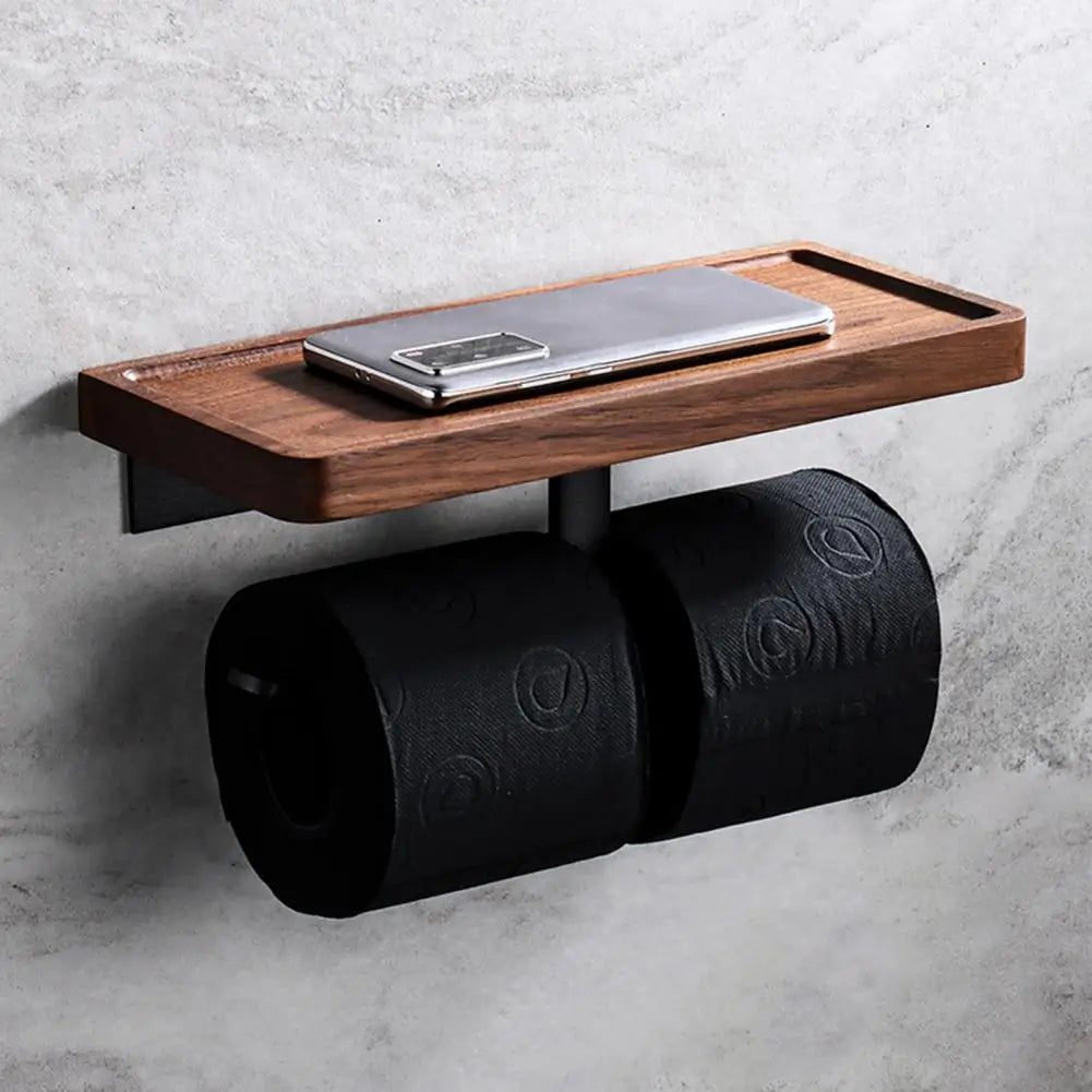 porte-mouchoirs en bois avec étagère pour salle de bain - vue 4 sur 8