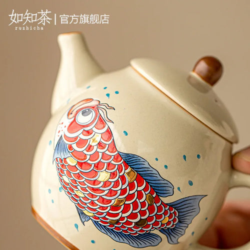 Théière chinoise arowana céramique rétro kung fu 150ml - vue 7 sur 6