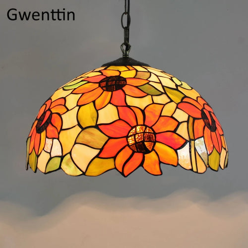 suspension en verre teinté style tiffany pour décoration moderne - vue 13 sur 14