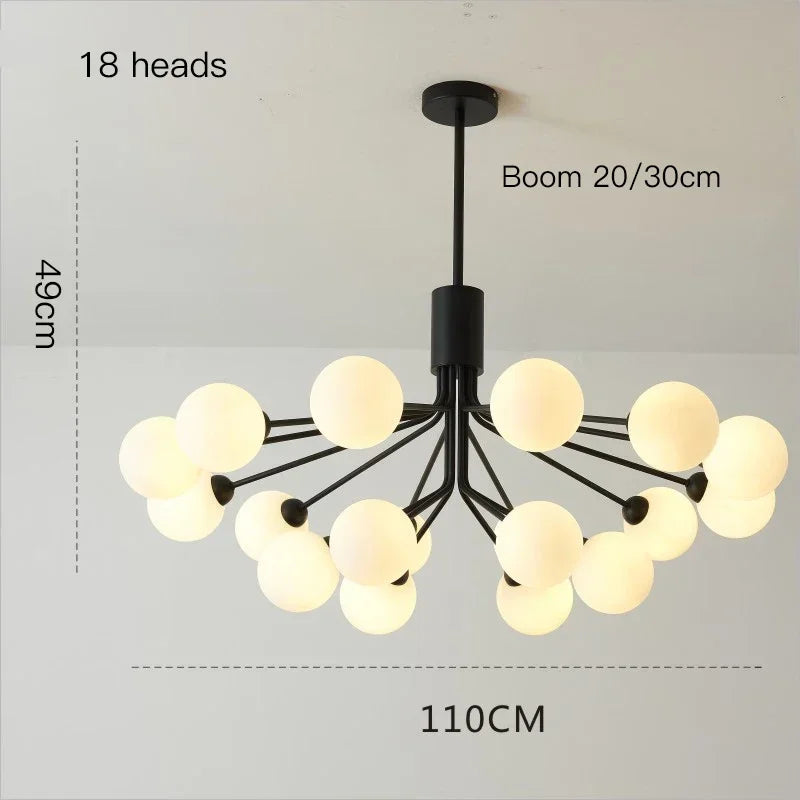 lustre moderne en verre à bulles et fleurs décoratif - vue 7 sur 12