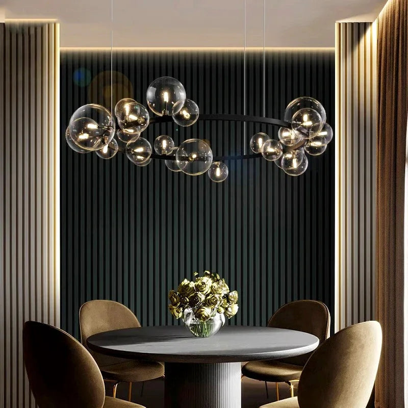 lustre nordique en verre design pour un éclairage élégant - vue 4 sur 8