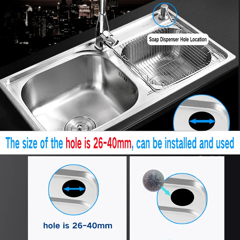 distributeur de savon inox rechargeable pour cuisine - vue 3 sur 14
