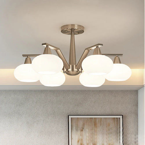 Lustre led métal nickel moderne - vue 4 sur 12