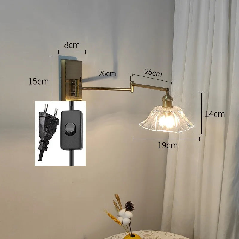 IWHD tirer chaîne verre applique murale LED applique bras gauche droite rotation chambre salon lumières nordique moderne à côté lampe Wandlamp - vue 20 sur 23