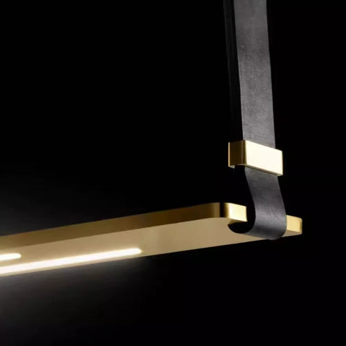 lustre led en métal et cuir pour bar et bureau - vue 6 sur 9