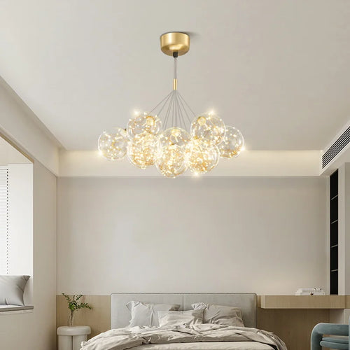 lustre en verre design créatif éclairage intérieur élégant led - vue 6 sur 12