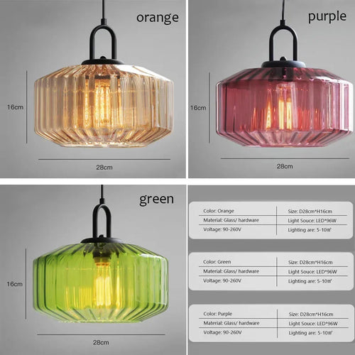 Suspension led nordique rétro en verre pour intérieur loft - vue 6 sur 9