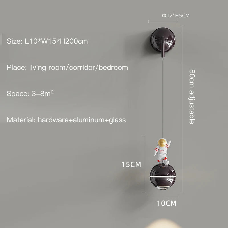 lustre moderne led design astronaute petites suspension - vue 13 sur 18