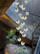 lustre carré moderne en cristal pour éclairage design